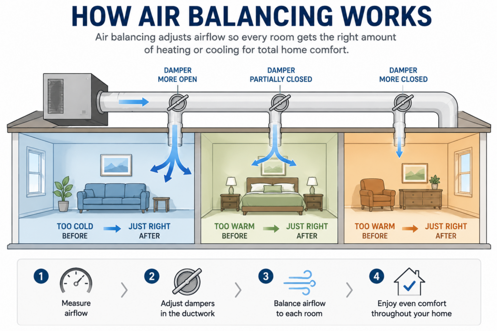 graphic showing how air balancing works